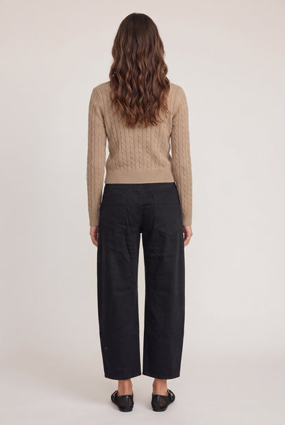 
model wearing AVIV TWILL BARREL PANTS posing Front View