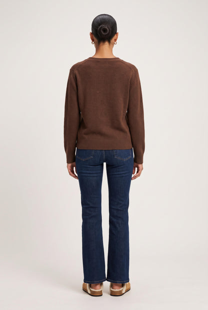 
model wearing Classic 100% Cashmere V Neck posing Front View