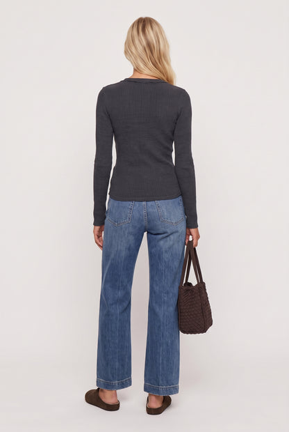 
model wearing Arlet Mini Thermal Top posing Back View