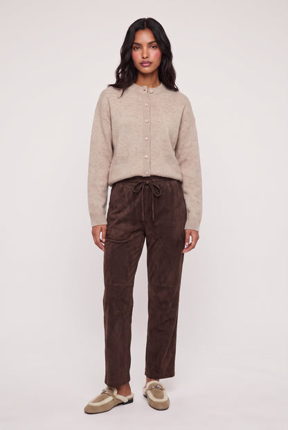 
model wearing Drift Suede Pant posing Front View