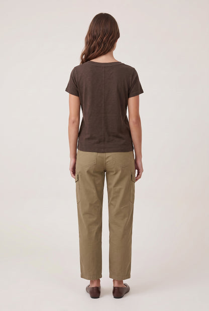 
model wearing Nomad V-neck Tee posing Back View