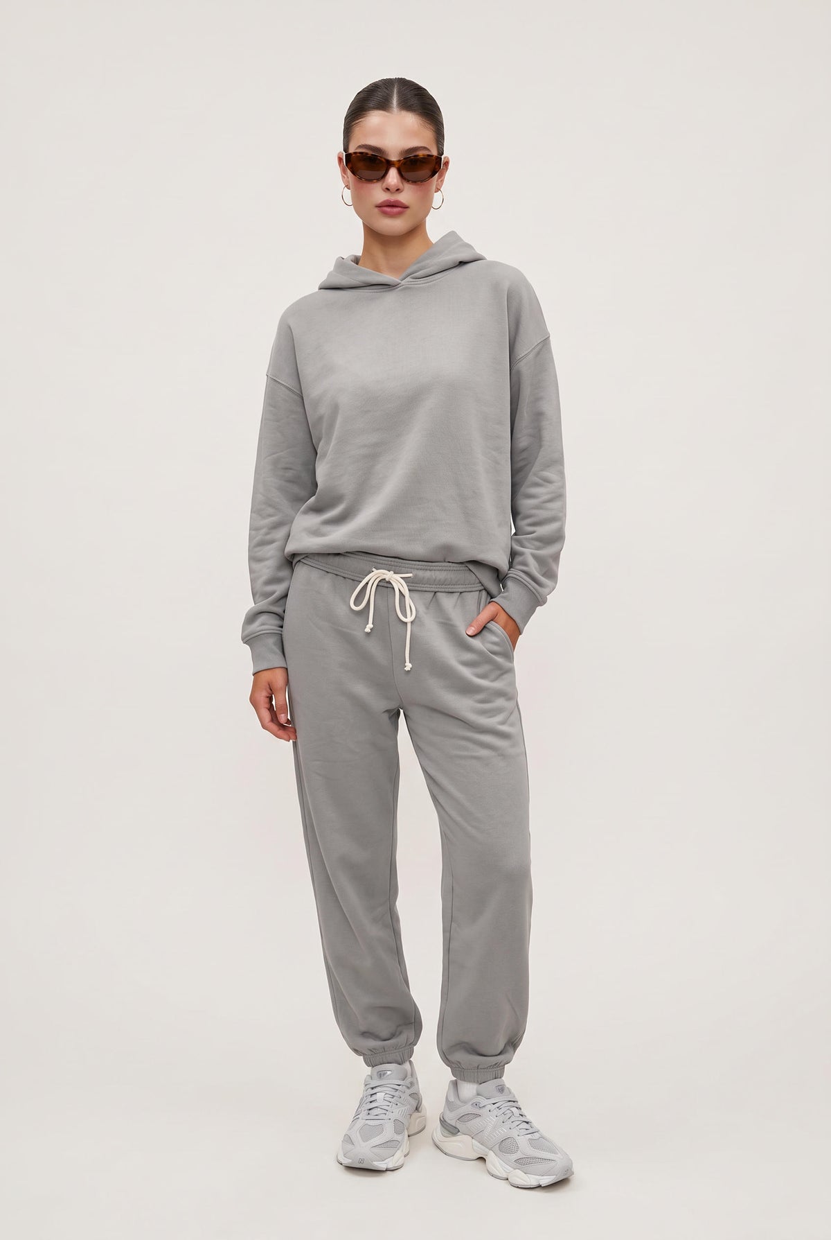 [SILVER] model wearing Uptown Jogger posing Front View