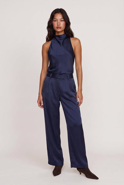
model wearing Aman Satin Trouser posing Front View