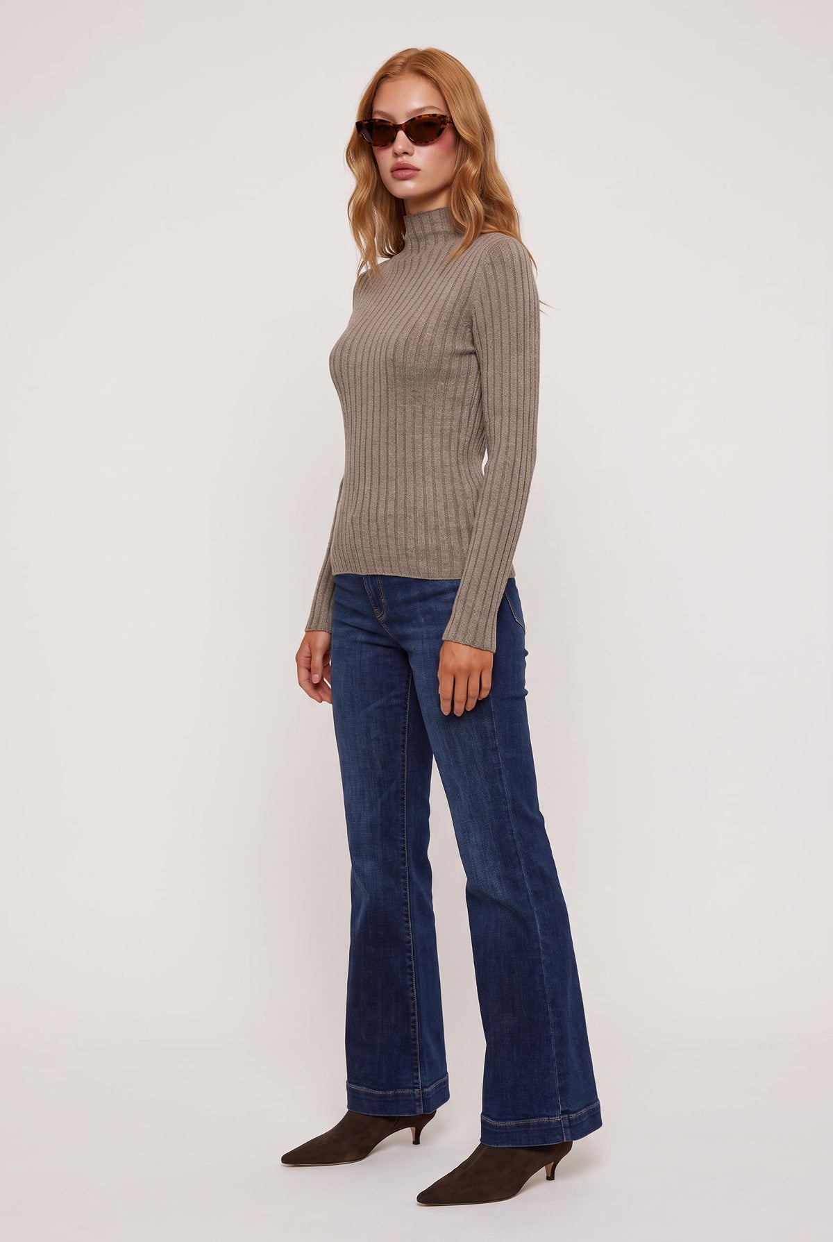 
model wearing Hattie L/s Top posing Front View