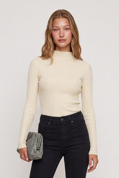 
model wearing Hattie L/s Top posing Front View