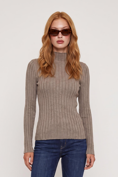 
model wearing Hattie L/s Top posing Front View