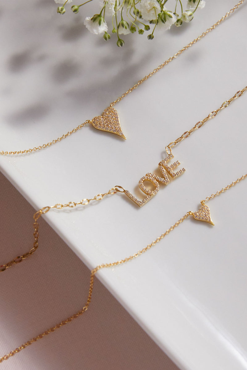Love Me Small Cz Heart Necklace