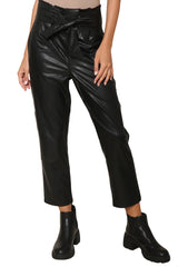 Faux Leather Paperbag Pant