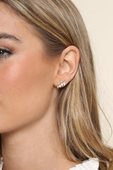 Pave Cubic Zirconia Bar Earrings With CZ Dangles